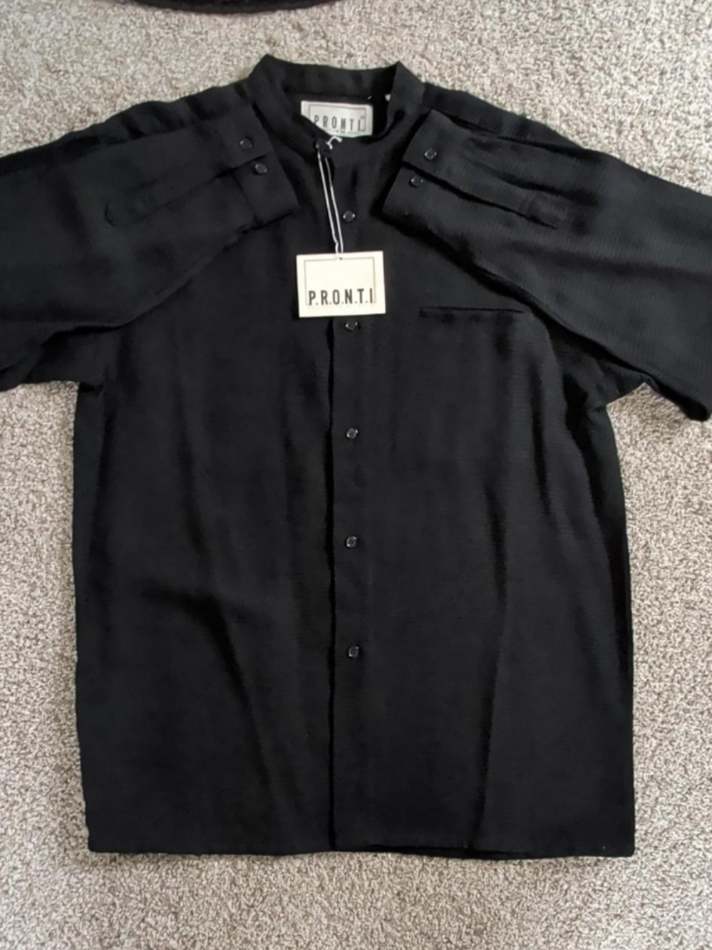 P.R.O.N.T.I Black Casual Button-Down Shirt